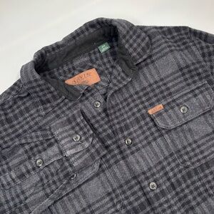 Orvis Men's M Cotton‎ Gray Striped Flannel Long Sleeve Button Down Shirt